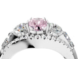 White gold Three-Stone Fancy Pink Pear Cut Diamond Engagement Ring with Pave Band and Prong Setting_16