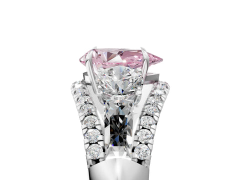 White gold Three-Stone Fancy Pink Pear Cut Diamond Engagement Ring with Pave Band and Prong Setting_17
