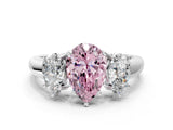 White gold Three-Stone Fancy Pink Pear Cut Diamond Engagement Ring with Prong Setting_15