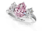 White gold Three-Stone Fancy Pink Pear Cut Diamond Engagement Ring with Prong Setting_16