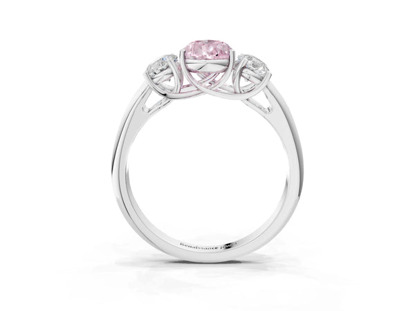 White gold Three-Stone Fancy Pink Pear Cut Diamond Engagement Ring with Prong Setting