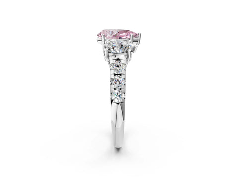 White gold Three-Stone Fancy Pink Pear Cut Diamond Pavé Band with Prong Setting_14