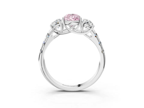 White gold Three-Stone Fancy Pink Pear Cut Diamond Pavé Band with Prong Setting_15