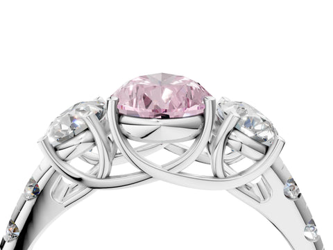 White gold Three-Stone Fancy Pink Pear Cut Diamond Pavé Band with Prong Setting_16