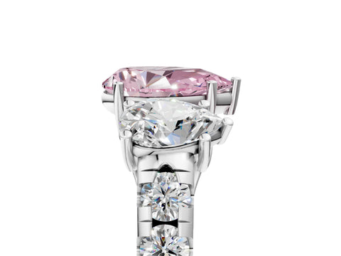 White gold Three-Stone Fancy Pink Pear Cut Diamond Pavé Band with Prong Setting_17