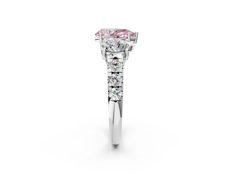 White gold Three-Stone Fancy Pink Pear Cut Diamond Pavé Band with Prong Setting_2