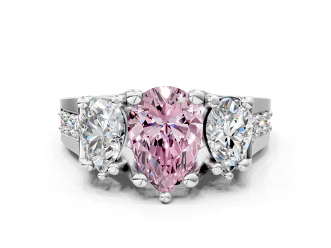 White gold Three-Stone Fancy Pink Pear  Cut Diamond Ring with Channel-Set Band and Four-Prong Setting_32