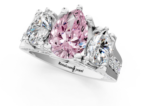 White gold Three-Stone Fancy Pink Pear  Cut Diamond Ring with Channel-Set Band and Four-Prong Setting_33