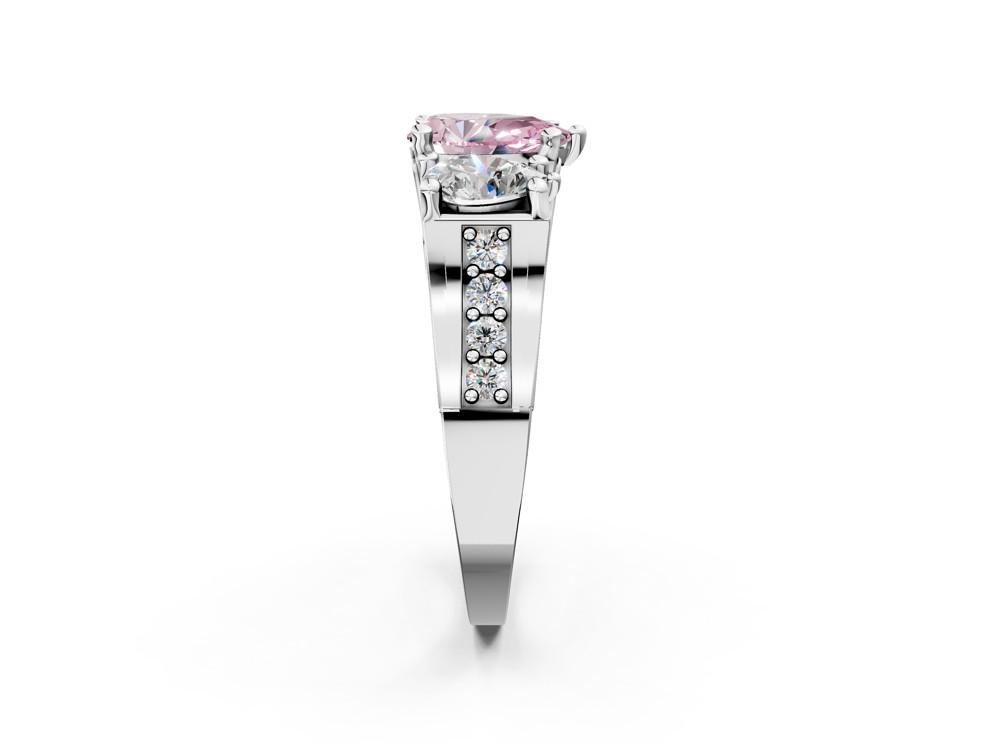 White gold Three-Stone Fancy Pink Pear  Cut Diamond Ring with Channel-Set Band and Four-Prong Setting_34