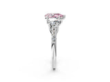 White gold Three-Stone Fancy Pink Pear Cut Diamond Ring with Pavé Band and Prong Setting_160
