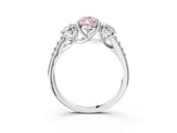 White gold Three-Stone Fancy Pink Pear Cut Diamond Ring with Pavé Band and Prong Setting_161