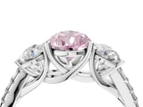 White gold Three-Stone Fancy Pink Pear Cut Diamond Ring with Pavé Band and Prong Setting_162