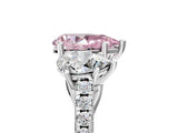White gold Three-Stone Fancy Pink Pear Cut Diamond Ring with Pavé Band and Prong Setting_163