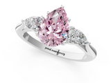 White gold Three-Stone Fancy Pink Pear  Cut Diamond Ring with Pear Side Stones in Four-Prong Setting_110