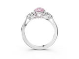 White gold Three-Stone Fancy Pink Pear  Cut Diamond Ring with Pear Side Stones in Four-Prong Setting_112