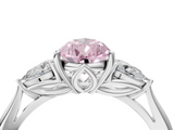 White gold Three-Stone Fancy Pink Pear  Cut Diamond Ring with Pear Side Stones in Four-Prong Setting_113