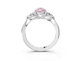 White gold Three-Stone Fancy Pink Pear Cut Diamond Ring with Pear  Side Stones in Four-Prong Setting_15