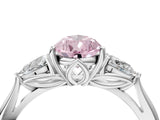 White gold Three-Stone Fancy Pink Pear Cut Diamond Ring with Pear  Side Stones in Four-Prong Setting_16