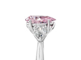 White gold Three-Stone Fancy Pink Pear Cut Diamond Ring with Pear  Side Stones in Four-Prong Setting_17
