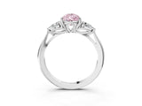 White gold Three-Stone Fancy Pink Pear Cut Diamond Ring with Pear  Side Stones in Four-Prong Setting_63