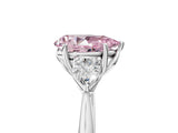 White gold Three-Stone Fancy Pink Pear Cut Diamond Ring with Pear  Side Stones in Four-Prong Setting_65