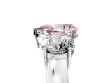 White gold Three-Stone Fancy Pink Pear Cut Diamond Ring with Round Side Stones, Classic Band, and Four-Prong Setting_17