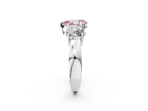 White gold Three-Stone Fancy Pink Pear Cut Diamond Ring with Round Side Stones, Classic Band, and Four-Prong Setting_20