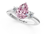White gold Three-Stone Fancy Pink Pear  Cut Diamond Solitaire with Prong Setting and Classic Band_42