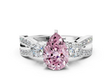 White gold Three-Stone Fancy Pink Pear  Cut Diamond Twist Band with Prong Setting_67