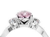 White gold Three-Stone Fancy Pink Pear  Cut Diamond Twist Band with Prong Setting_70