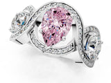 White gold Three-Stone Fancy Pink Pear Cut Diamond Wave Pave Band with Prong Setting_1
