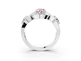 White gold Three-Stone Fancy Pink Pear Cut Diamond Wave Pave Band with Prong Setting_3