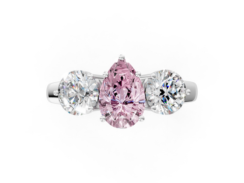 White gold Three-Stone Fancy Pink Pear  Cut Solitaire Ring with Prong Setting on a Classic Band_36