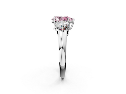White gold Three-Stone Fancy Pink Pear  Cut Solitaire Ring with Prong Setting on a Classic Band_38