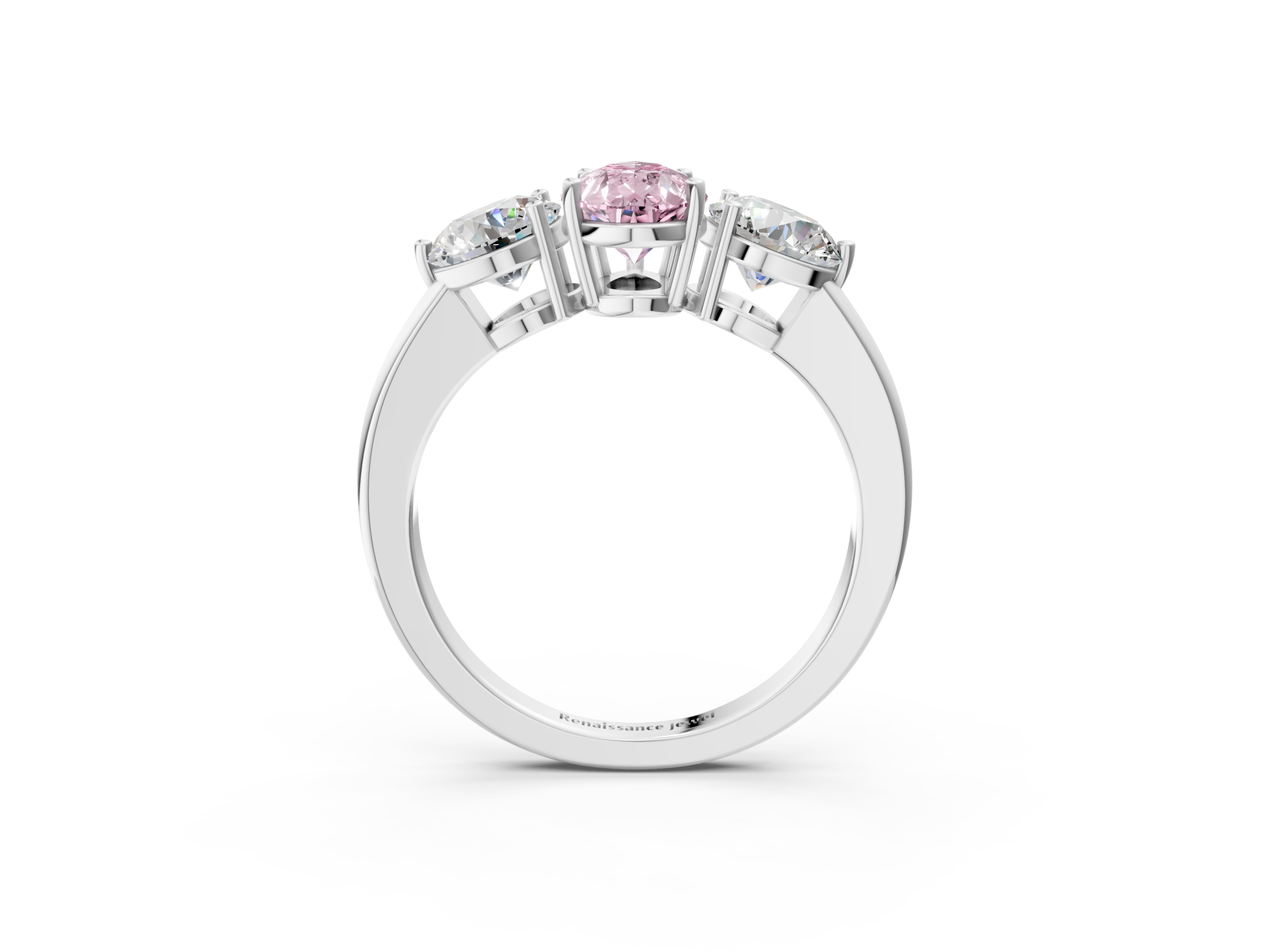 White gold Three-Stone Fancy Pink Pear  Cut Solitaire Ring with Prong Setting on a Classic Band_39