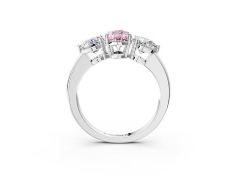 White gold Three-Stone Fancy Pink Pear  Cut Solitaire Ring with Prong Setting on a Classic Band_39