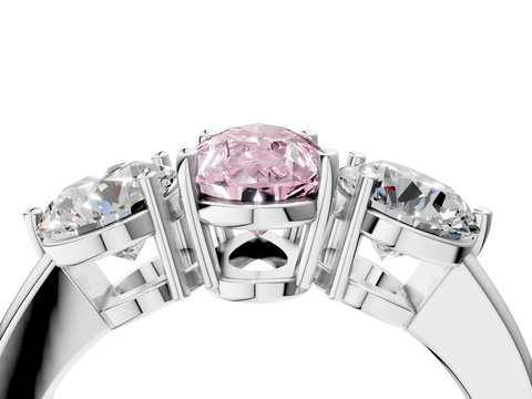 White gold Three-Stone Fancy Pink Pear  Cut Solitaire Ring with Prong Setting on a Classic Band_40