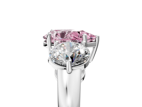 White gold Three-Stone Fancy Pink Pear  Cut Solitaire Ring with Prong Setting on a Classic Band_41