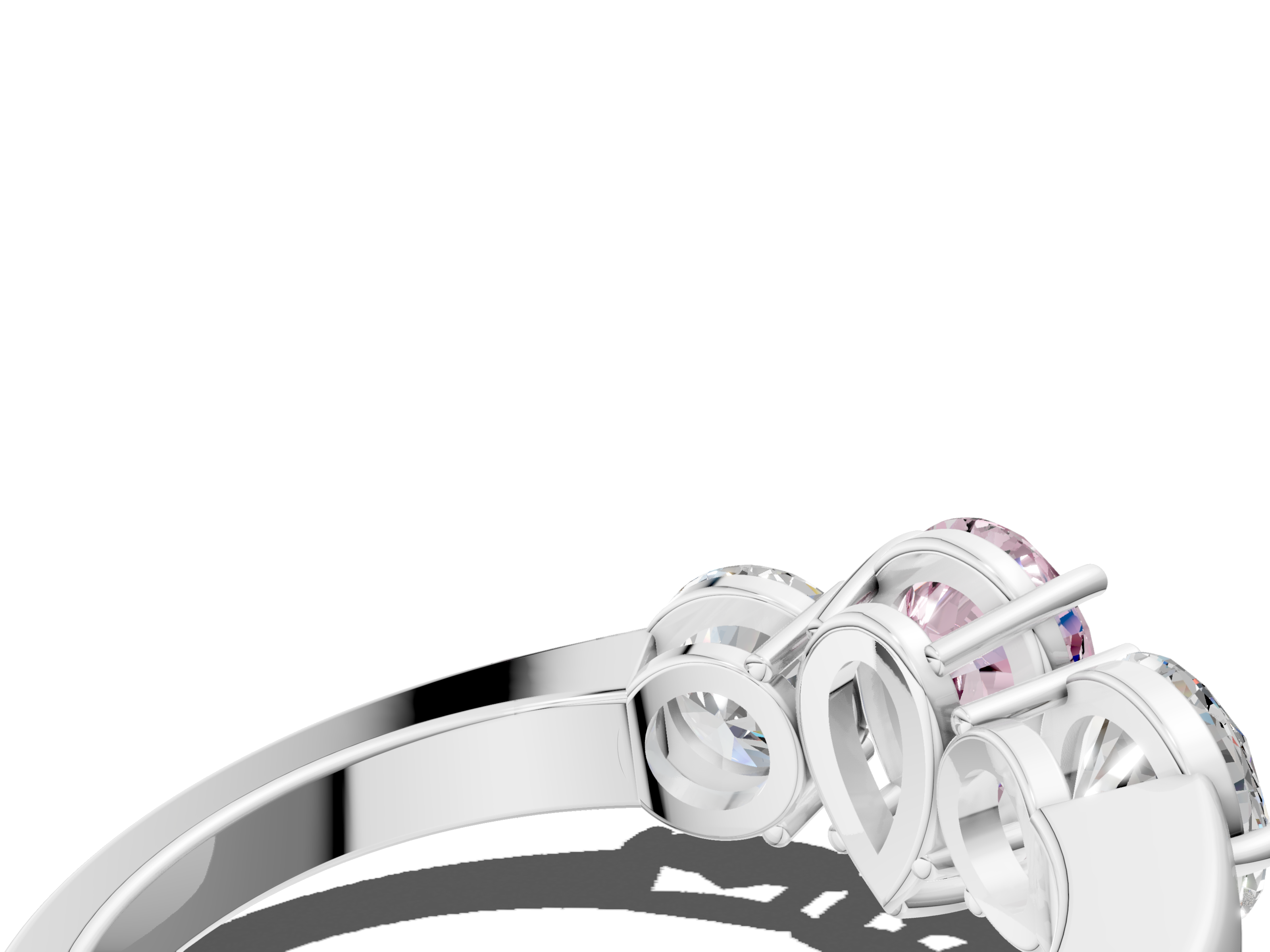 White gold Three-Stone Fancy Pink Pear  Cut Solitaire Ring with Prong Setting on a Classic Band_42
