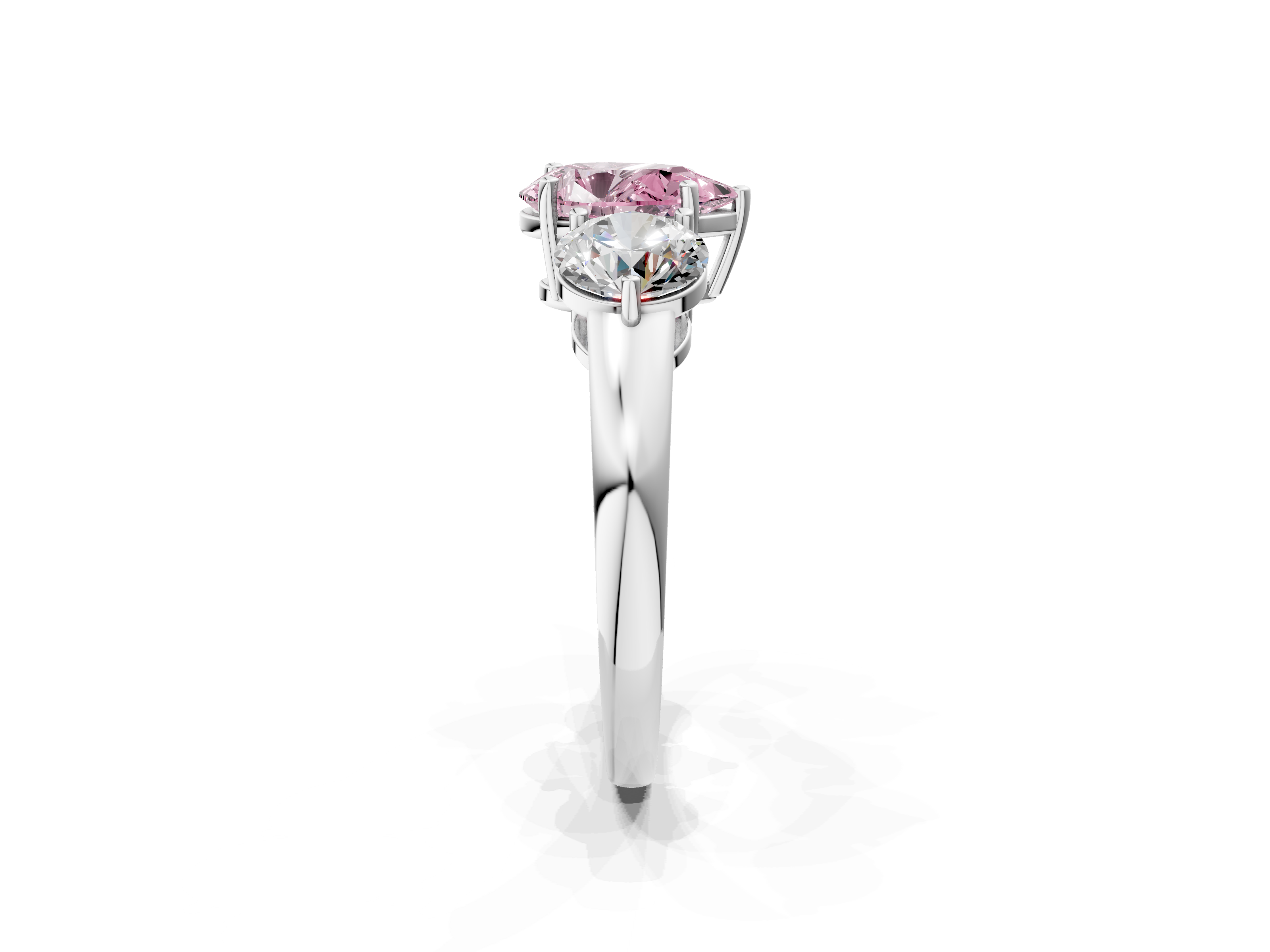 White gold Three-Stone Fancy Pink Pear  Cut Solitaire Ring with Prong Setting on a Classic Band_43