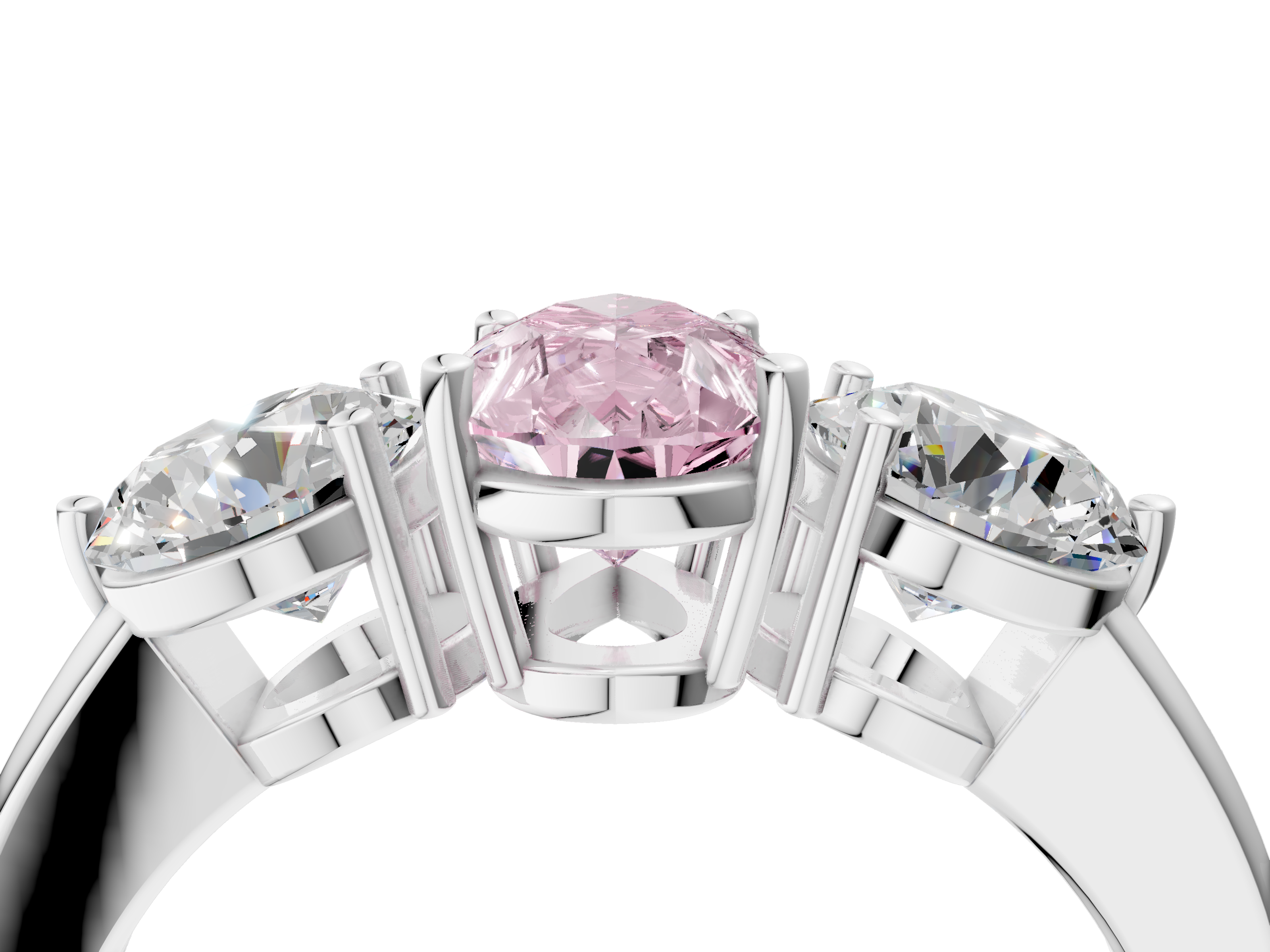 White gold Three-Stone Fancy Pink Pear  Cut Solitaire Ring with Prong Setting on a Classic Band_46