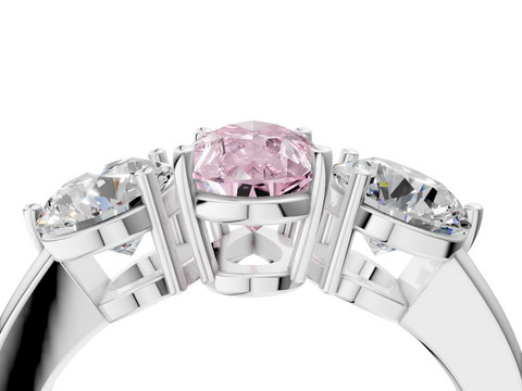 White gold Three-Stone Fancy Pink Pear  Cut Solitaire Ring with Prong Setting on a Classic Band_46