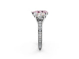 White gold Three-Stone Fancy Pink Pear  Diamond Milgrain Pave Band with Prong Setting 2