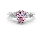 White gold Three-Stone Fancy Pink Pear  Diamond Ring with Pear Side Stones in Four-Prong Setting_58