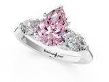 White gold Three-Stone Fancy Pink Pear  Diamond Ring with Pear Side Stones in Four-Prong Setting_59