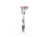 White gold Three-Stone Fancy Pink Pear  Diamond Ring with Pear Side Stones in Four-Prong Setting_60