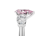 White gold Three-Stone Fancy Pink Pear  Diamond Ring with Pear Side Stones in Four-Prong Setting_63