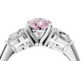 White gold Three-Stone Fancy Pink Pear  Diamond Ring with Pear Side Stones in Four-Prong Setting_66