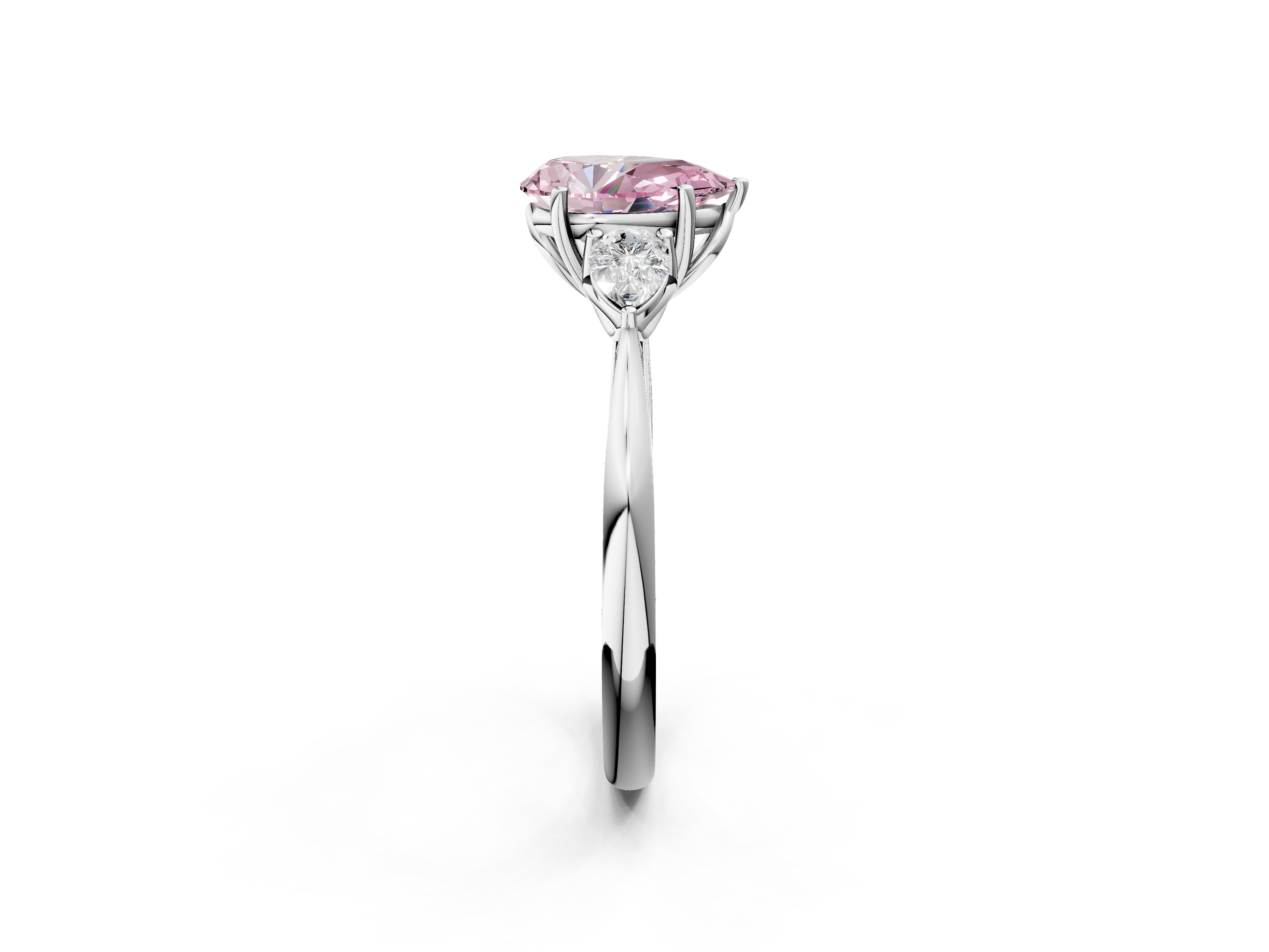White gold Three-Stone Fancy Pink Pear  Diamond Solitaire Ring with Pear Side Stones and Four-Prong Setting_33