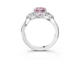 White gold Three-Stone Fancy Pink Princess Cut Brilliant Diamond Solitaire Ring with Tapered Band and Four-Prong Setting_34
